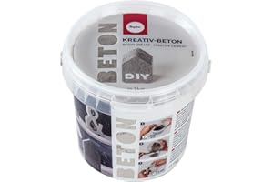 Rayher 34152000 Kreativ-Beton, Eimer 1 kg, silber, Bastelbeton zum Basteln, Betonpulver zum Gießen, staubarm, gebrauchsfertig, mit Wasser anrühren