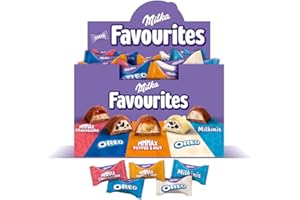 MILKA Favourites - Assortiment de Chocolats 108 Chocolats Individuels - 5 Recettes : MMMAX Cheesecake, Oreo Lait, MMMAX Caramel et Noisette, Oreo blanc, Milkinis - A Offrir ou Partager - Boîte de 1 kg