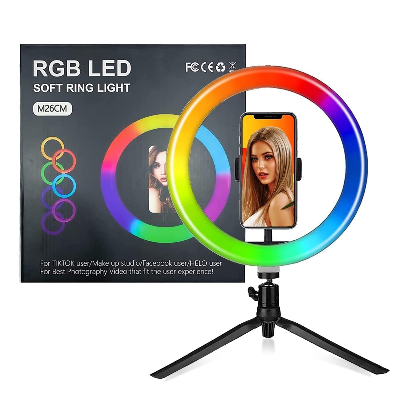 Spectra Impex RGB Ring Light/Rainbow Ring Light, Selfie Ring Light USB Powered for Makeup, Live Streaming and Video Shooting (Dia_10 Inch)