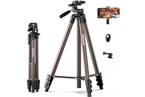 JISHANE 71" Camera Tripod, Lightweight Aluminum Phone Tripod with Wireless Remote, Phone Holder & Carry Bag,Portable Travel Camera Stand for Smartphones Canon Nikon DSLR Cameras, Max Load 6.6 lb (Rose gold)