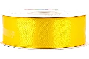 CREATIVERY Ruban de satin de 25 mm x 25 m -jaune existe en 3/6/12/18/25/38/50mm Couleurs résistantes et lavable - Ruban pour mariage - Ruban cadeau, pour emballage, décoration, loisirs créatifs -
