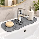 Deinhaus Su Tutucu Musluk Matı, Gri Plastik 25 x 10 cm, Yıkanabilir Lavabo Batarya Altlığı, Mutfak ve Banyo Tezg&acirc;h Koruyucu M