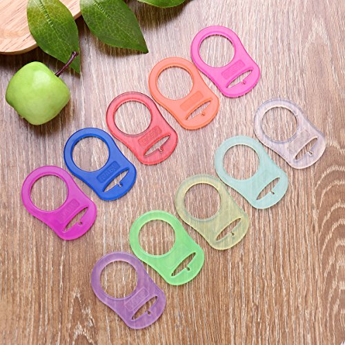 NUOLUX 10 Stück Baby Silikonring Adapter für Schnullerketten - 7