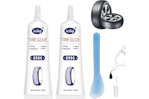 badaren 2 Stück Reifenreparatur Kleber, Wasserfest Reifenkleber mit Schabe, Reifendichtmittel Auto, Alleskleber Gummi Reparatur Set, Reifenreparaturset für Auto/Motorrad/Fahrrad/LKW- 110ml