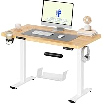 FiCiHi Scrivania Elettrica Regolabile In Altezza 101x61 Cm - Con 2 Cassetti, Motore Silenzioso, 3 Memorie, Supporto A Morsetto C - 4