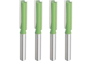 Aopin Router Bit 8mm Cutting Dia 6mm Shank Dia Double Flute Straight Bit Carbide for Woodworking Milling Cutter Tool, Green, Silver, 4Pcs