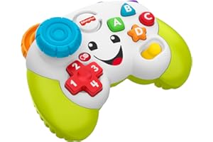 Fisher-Price Jouet Rires et Éveil pour bébé et Tout-Petit, Manette de Jeu et d’Apprentissage, Faux Jeu vidéo Vert avec Musique et lumières, à partir de 6 Mois, Version française, HXB63