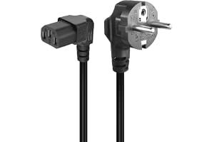 GELRHONR 1,5 M 3 Stift Kall Kabel, 90 Grader CEE 7/7 På IEC C13, Strömkabel Med Vinklad Skyddskontakt På Vinklat Kallt Uttag