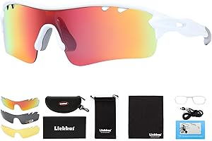 Liekkas Polarised Sports Sunglasses For Men Women with 3 Interchangeable Lenses for Running Cricket Mountain Bike Cycling Glasses