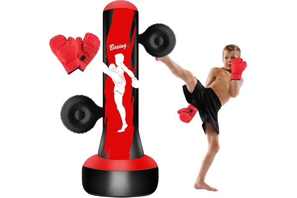 Sac de Frappe de Boxe – 175 cm sur Pied pour Homme, Parfait pour l'entraînement en MMA, Muay Thaï et Fitness – Idéal pour Le Kickboxing Gonflable, équipement de Boxe