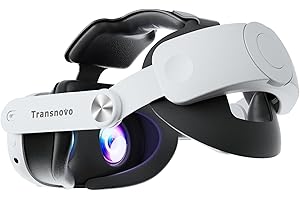 Sangle de tête Compatible avec Meta Quest 3,VR Accessoires TRANSNOVO avec Conception rétractable à Un Bouton et Confort amélioré - Support réglable avec Coussinet en PU