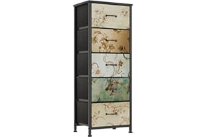 CAIYUN Cassettiera in tessuto, armadietto con 5 cassetti, tavolo da toeletta bohémien,Cassettiera per Corridoio in Tessuto, con vano contenitore in tessuto per soggiorno, camera da letto