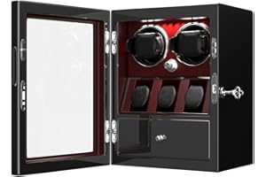 XTELARY Remontoir Automatique pour Montres 2/4/8 avec Compartiment de Rangement Flexible 3/6 et tiroir de Rangement pour Bijoux, éclairage LED intégré, Moteurs Mabuchi