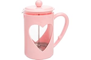 Fackelmann Paris Hilton French Press en diseño de corazón 1L – Prensa de café de cristal y plástico con filtro de acero inoxidable, mango de tacto frío, antigoteo, resistente a la temperatura