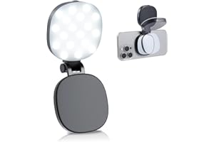 LIDOUYA Magnetisches Selfie Licht Handy, Handylicht mit 3 Farbtemperaturen 2900k-6500k, 360° LED Ringlicht Handy kompatibel mit iOS, Android, Handy Licht mit Spiegel, für Selfie/Fotografie/Video/Tiktok