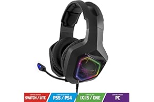 SPIRIT OF GAMER - Elite-H50 – Casque Audio Gamer Full Black - Microphone Flexible – Coussinets Similicuir - LED RGB –Jack 3.5mm Multiplateforme PS5 / XBOX X/PC / PS4 / XBOX ONE/Switch