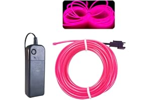 Balabaxer Rosa EL Draht, 5M Neon Kabel Mit Batterie Trafo, Leuchtet Electroluminescent, für Partys, Halloween, DIY-Dekoration