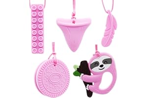 GNAWRISHING Chew Necklaces for Sensory Kids 5 Pcs Sensory Chewy Toys for Autism Girls, ADHD Toddler, Adult