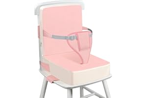 wooshwa Rialzo Sedia per Bambini 2 Pezzi, PU Portatile Alzasedia Da Tavolo, Cuscino Sedia, con Cinghie Regolabili per Seggioloni Alza Sedia - Rosa