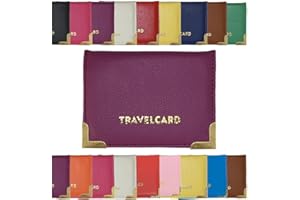 AlezyB - Purple Bus Pass Holder & Travel Card Case, Soft Leather, Organiser for Men & Women