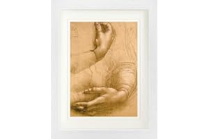 1art1 Leonardo Da Vinci Póster Estudio De Manos, Aprox. 1478 Cuadro Enmarcado Con Fine Passepartout | Cuadros De Pared | En Un Marco De Imagen 40x30 cm