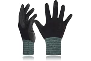 DEX FIT Work Gloves FN330, 3D Comfort Stretch Fit, Power Grip, Durable Foam Nitrile Coated, Smart Touch, Thin & Lightweight, Machine Washable (Medium(3 Pairs), FN330 Black)