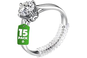 Anpro 15 pièces Ajusteur de Taille de Bague - Ajusteur Bague Invisible Reducteur Bague avec 3 Tailles pour Les Fixations en Silicone à Bague Libre en Spirale(Tissu De Polissage Argenté Inclus)