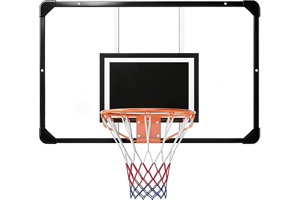 Soozier väggmonterad basketkorg 100 x 60 cm okrossbar bakbräda | Hållbar kant, allvädersnät, inomhus och utomhus, basket bakbräda