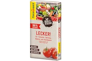 Floragard Bio-Erde Lecker 20 Liter - Gemüseerde für Hochbeete, Tomaten, Chili, Beeren, Gurken, Kräuter - torffrei und vegan
