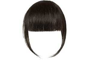 LOPHE Clip in Bangs, 100 % äkta hår, Pony Clip in Hair Extensions, Clip in Fringe Bangs, tempel, hårstycken med böjd lugg, lu