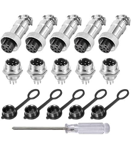 6 Set Connettori Aviazione GX16 Maschio/Femmina 4/5/6 Pin – 16mm, 5A Con Cacciavite