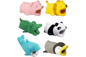 ‎UYRVAPE UYRVAPE 6pcs Kabelschutz Tiere Beißen, Niedlich Ladekabel Schoner Tier Panda Hai Tiger Ente Igel Ladekabelschutz Tier Set für die Meisten Mobiltelefone und iPad-Ladegeräte