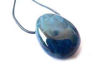 ULRIKE SCHMITT EDELSTEINKREATIONEN Apatit Edelstein Ketten Anhänger Trommelstein quer gebohrt