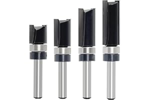 AKYLIN Lot de 4 Fraises à Copier Bois à Tige de 6 mm, Dotées de Roulements à Billes, Outil de Coupe Professionnel pour Routeur, Pour Bois