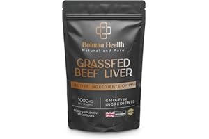 BOLMAN HEALTH Grass-Fed Beef Liver Capsules | 1000mg Freeze-Dried Bovine Liver | Supports Energy, Immunity, Metabolism & Vitality | 60 Capsules | High Protein Nutrient-Dense Superfood | Non-GMO | Made in UK