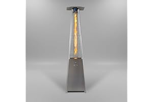GASDEPOT REALGLOW Real Flame Outdoor Pyramid Patio Heater in Stainless Steel - 13KW Propane Gas Standing Floor Heater for Outdoors & Gardens - Outside Space Heating for Decking, Home Garden & Gazebo