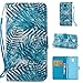 Produktbild Galaxy J7 2017 Flip Hülle,Galaxy J7 2017 Schutzhülle Cover,Leeook Elegant Blau Banane Blätter 3D Effect PU Leder Bookstyle Wallet Case mit Lanyard Strap Stand Function Magnetverschluss Etui Schale Credit Card Slots Bookstyle Purse Ledertasche Tasche Handyhüll Case Cover Etui Hülle für Samsung Galaxy J7 2017 + 1 x Schwarze Eingabestift-Blue Banana Leaf