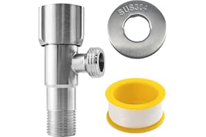 CYILIUEN G1/2" Three Wheels Bathroom Angle Valve Stainless Steel Angle Valve Wall Mounted for Kitchen, Bathroom, Toilets, 1407A3