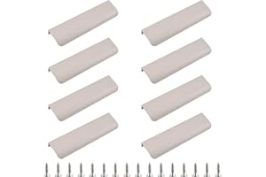 MOROBOR Lot de 8 poignées cachées de tiroir de style moderne, poignées incurvées en alliage d'aluminium invisible, poignée d'armoire, 80 mm, gris cachemire