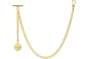 ZTA Herren Albert Kette Taschenuhr Kette Weste Kette mit Kompass Anhänger für Männer T BAR FOB Charme