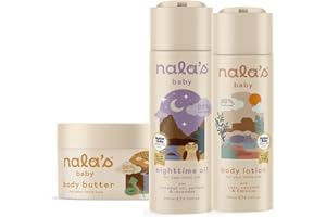 Nala's Baby Skin Bundle | Body Butter, Body Lotion, Nighttime Oil | Award-winning | Dermatologically-tested and Paediatrician-approved | Tear-Free | Soothing Oat and Shea Butter | Vegan | Nalas Baby