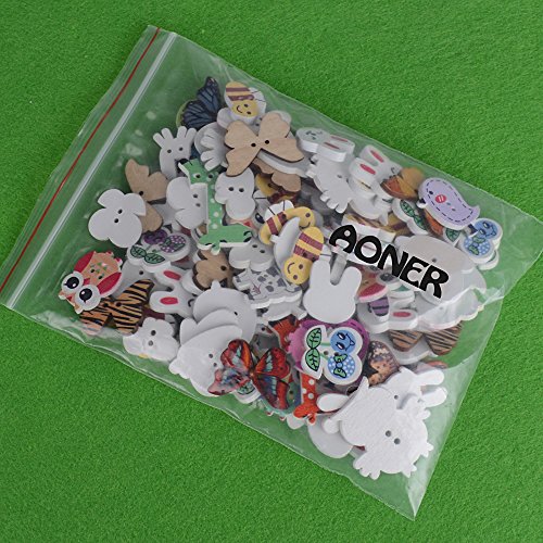 confronta il prezzo AONER 100 pz Bottoni Animali Legno Natalizio Assortiti per Decorazioni Cucito Fai da Te Scrapbooking Artigianato Bricolage Natale miglior prezzo