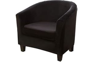 MINGPINHUIUS Tub Chair Cover 2 Piece Set - Upgraded 2 IN 1 Design Removable High Stretch Soft Velvet Sofa Couch Arm Bucket Chairs Armchair Seat Covers with Cushion Cover for Dining Living Room Office Reception