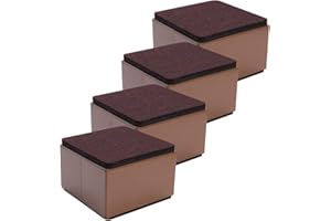 Ezprotekt 2" Lift Furniture Risers Carbon Steel Bed Risers, 3.15" Self-Adhesive Heavy Duty Furniture Raisers Adds 2" Height to Beds Sofas Cabinets Supports 20,000 lbs, Square Brown