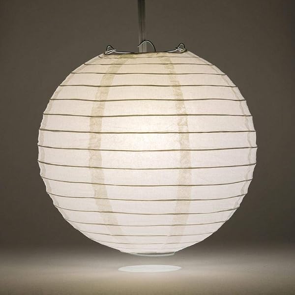 LIGHTS VALLEY 14Inch White Round Cloth Lantern | Waterproof