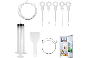 ZFLYXIAOHUA Kit Pulizia Frigorifero,9 pezzi Accessori Pulizia Frigorifero,Spazzolas di pulizia del foro di scarico del frigo,Con Siringa,Tubo,Raschietto, Insertis di Foro di Scarico,Per Frigorifero lavello