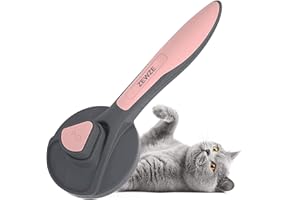 ZEWZE Szczotki dla zwierząt domowych, szczotka dla psa i kota, usuwa 90% martwej sierści i luźnych włosów, dla psów i kotów o średniej i długiej sierści - różowy