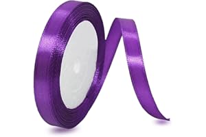 Ruban Satin Violet 10mm, 23 mètres Rubans de Tissu pour Emballage Des Cadeaux, Artisanat, Bouquets, Projets de Couture, Anniversaire et Mariage Gâteau Décoration