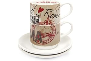 Egan Juego de 2 tazas de café apilables Rome con MetalRuck