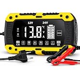 Enshall 12V 12A / 24V 6A Akıllı Hızlı Ak&uuml; Şarj Cihazı - LiFePO4, Jel, AGM ve Kurşun Asit Ak&uuml; Şarj&ouml;r ve Onarım Cihazı (Araba, 